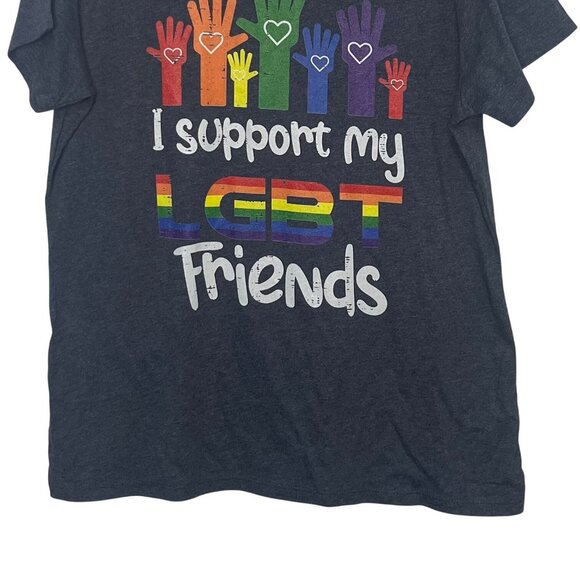 I Support My LGBT Friends Tshirt Womens Large Blue New Gay Pride LGBTQ - Picture 4 of 9